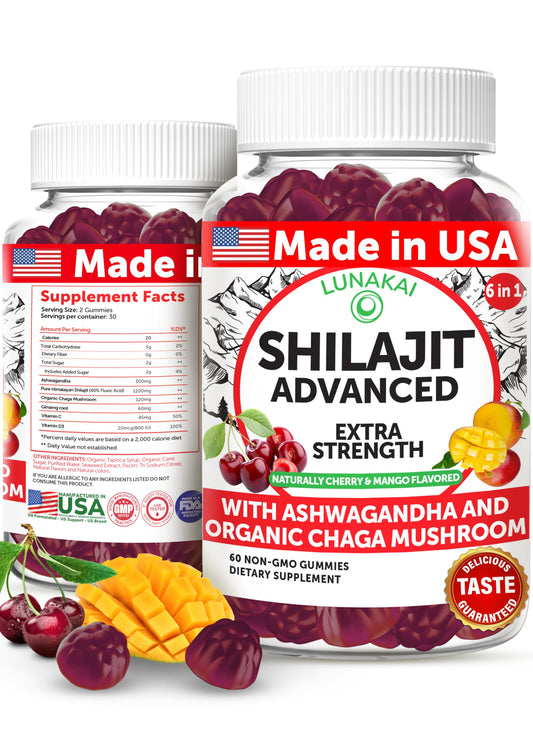 Lunakai shilajit gummies bottle showcases convenient daily energy support