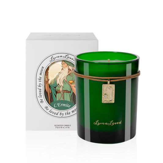 LunaLoved Juniper-Bergamot scented candle in elegant glass for relaxing ambiance