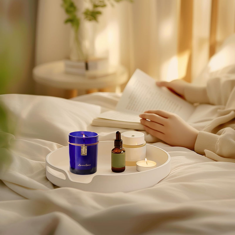 LunaLoved soy wax 8oz candle offers a clean burn and long-lasting fragrance.