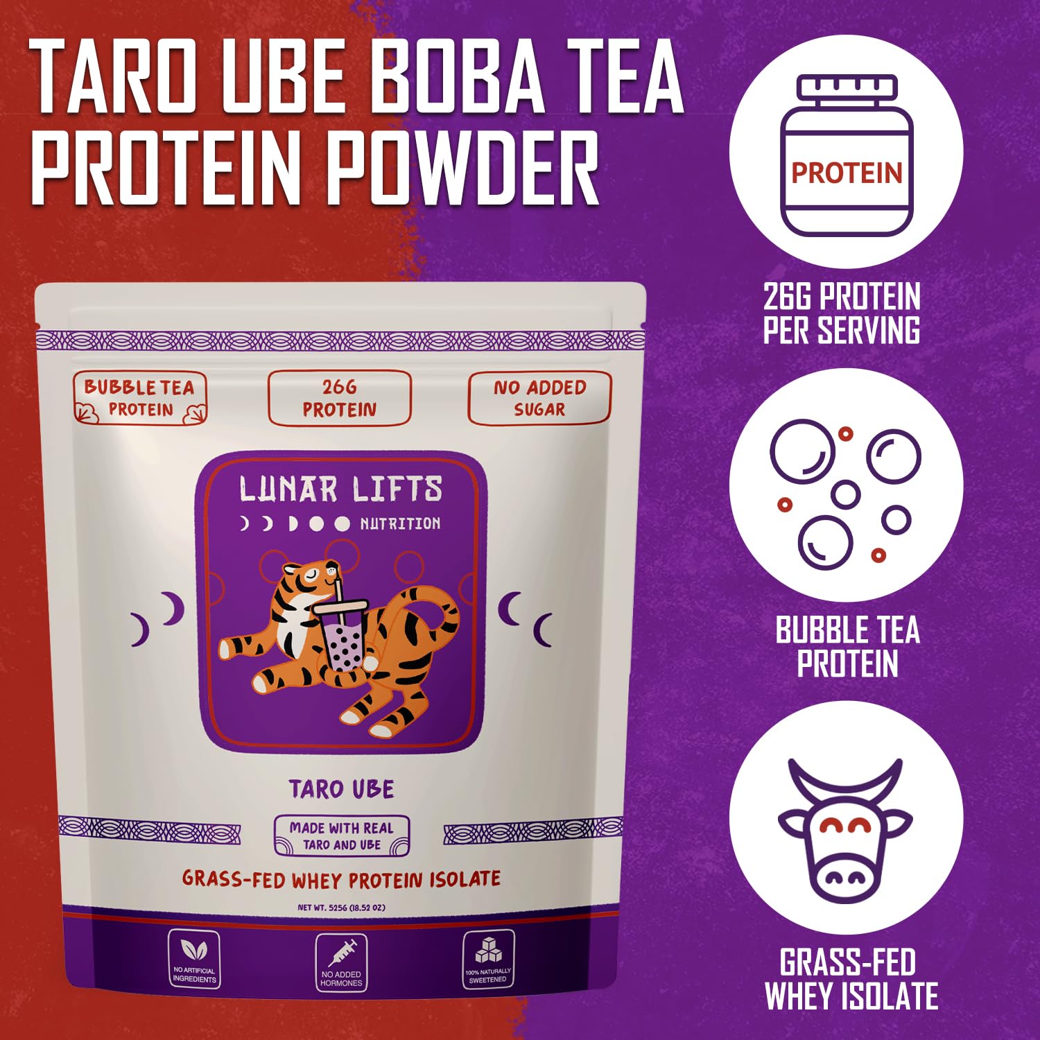 Lunar Lifts grass-fed whey isolate labeled for high-protein shakes
