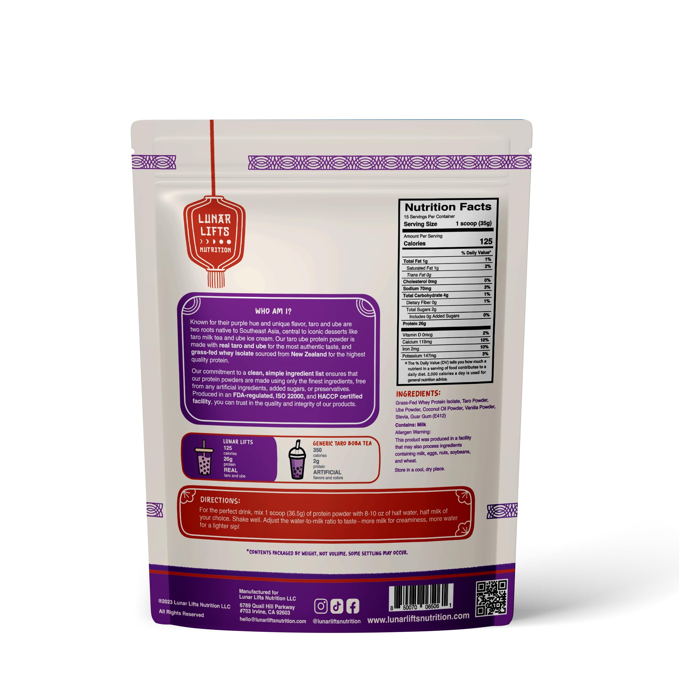 Lunar Lifts real taro and ube ingredients deliver authentic bubble tea flavor