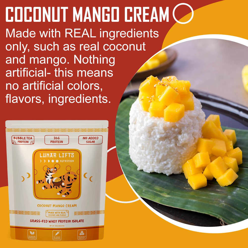 Lunar Lifts Coconut Mango Cream natural flavor extracts visible on the label.