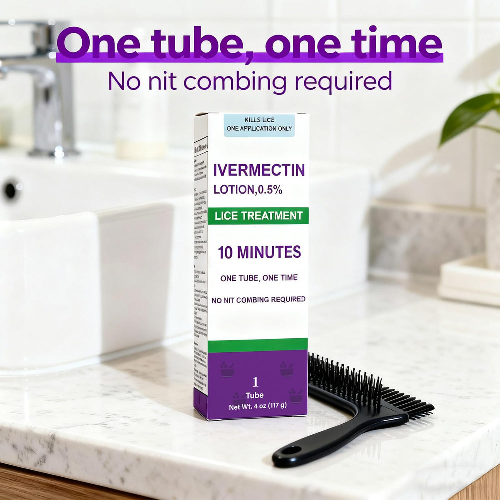 LUNCHIS Ivermectin Lotion waiting ten minutes before rinsing on the scalp.