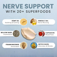 Lune Nerve Balm cream application close-up demonstrating quick absorption.