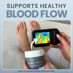 Lune Nerve Balm used on feet for targeted comfort.