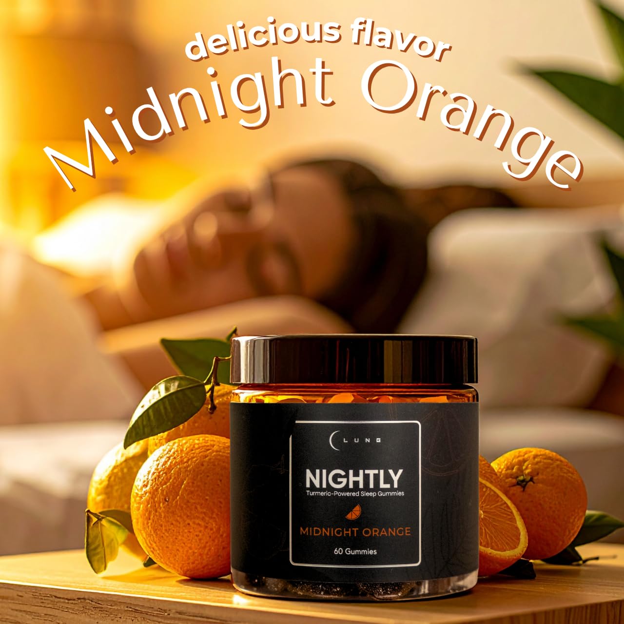 Blood orange flavor detail of Lune Nightly vegan sleep gummies