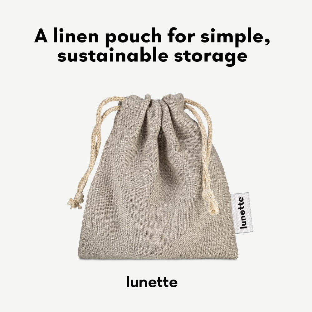 Lunette linen pouch packaging supports eco-conscious storage.