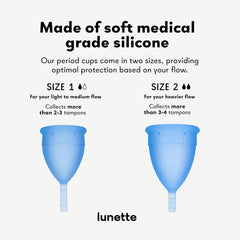 Lunette cup provides up to 12 hours of protection during activities
