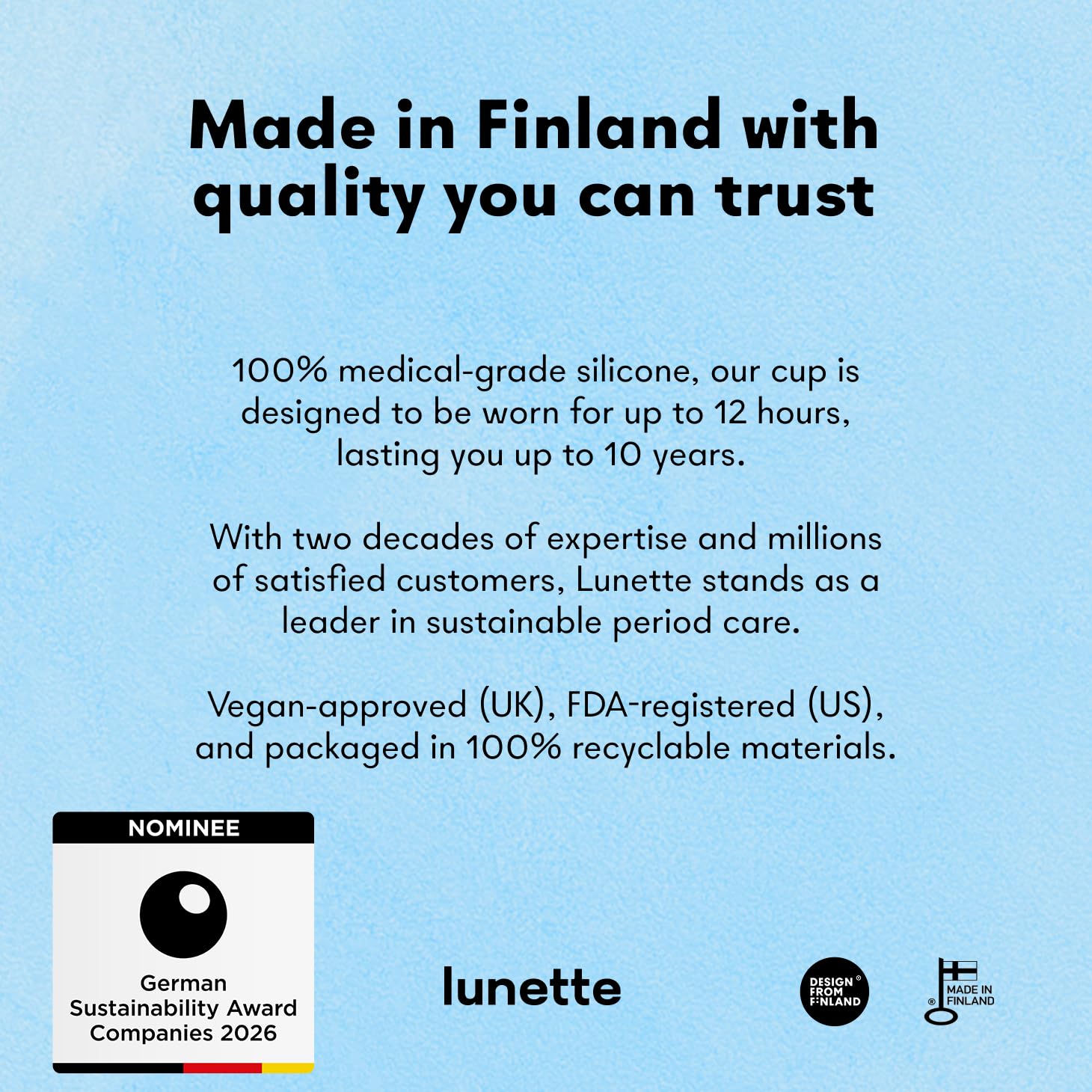 Lunette eco-friendly linen pouch packaging supports sustainable menstrual care.