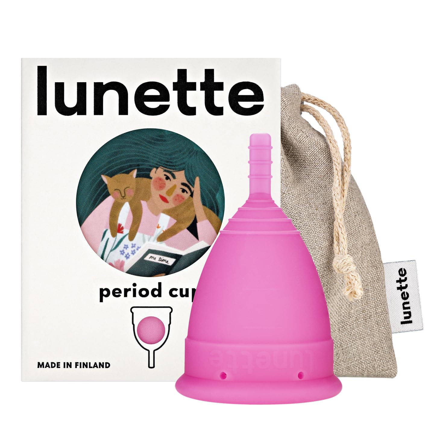 Lunette Size 2 Pink period cup full-product view highlighting reusable design