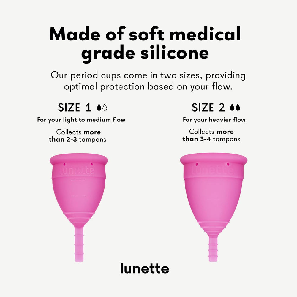 Close-up of Lunette Pink Size 2 soft silicone for a comfortable fit