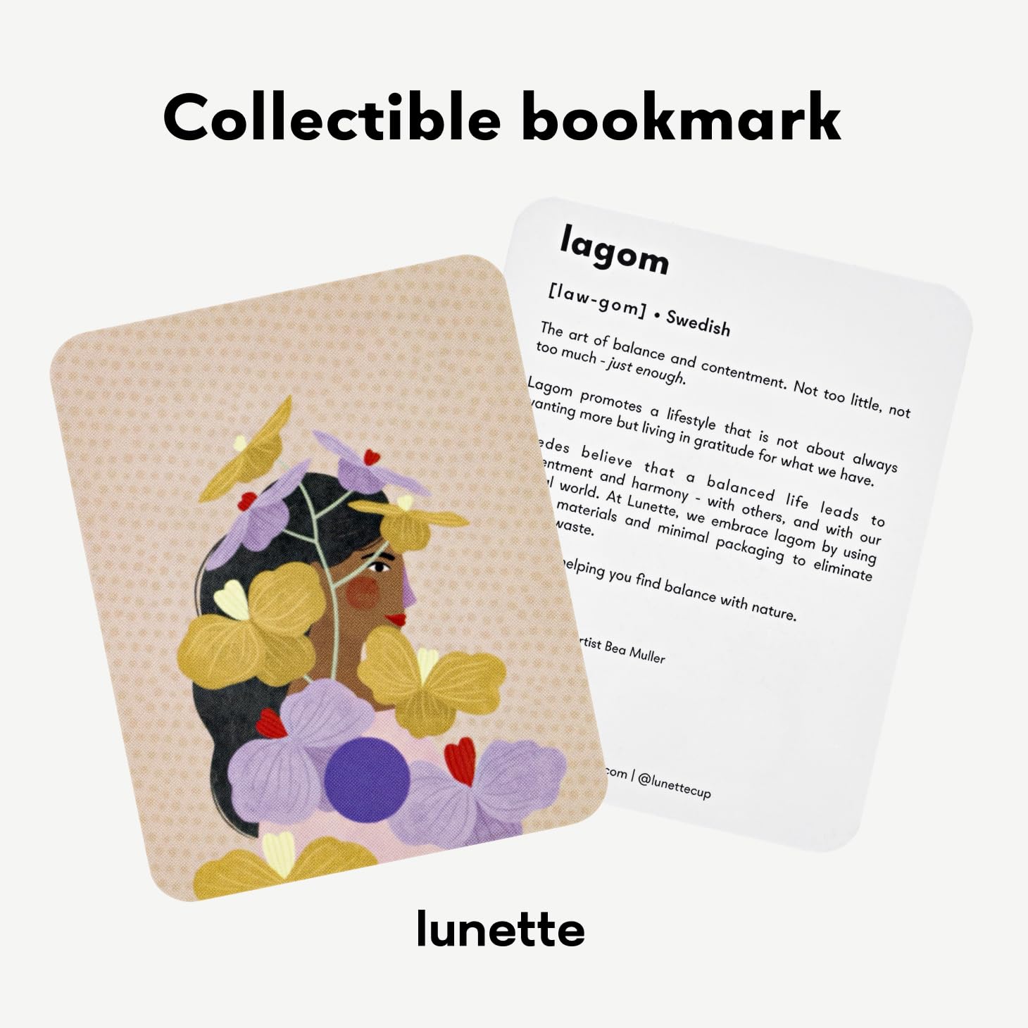 Lunette violet product shot with packaging and linen pouch.