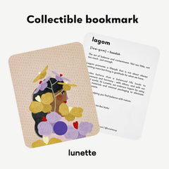 Lunette violet product shot with packaging and linen pouch.