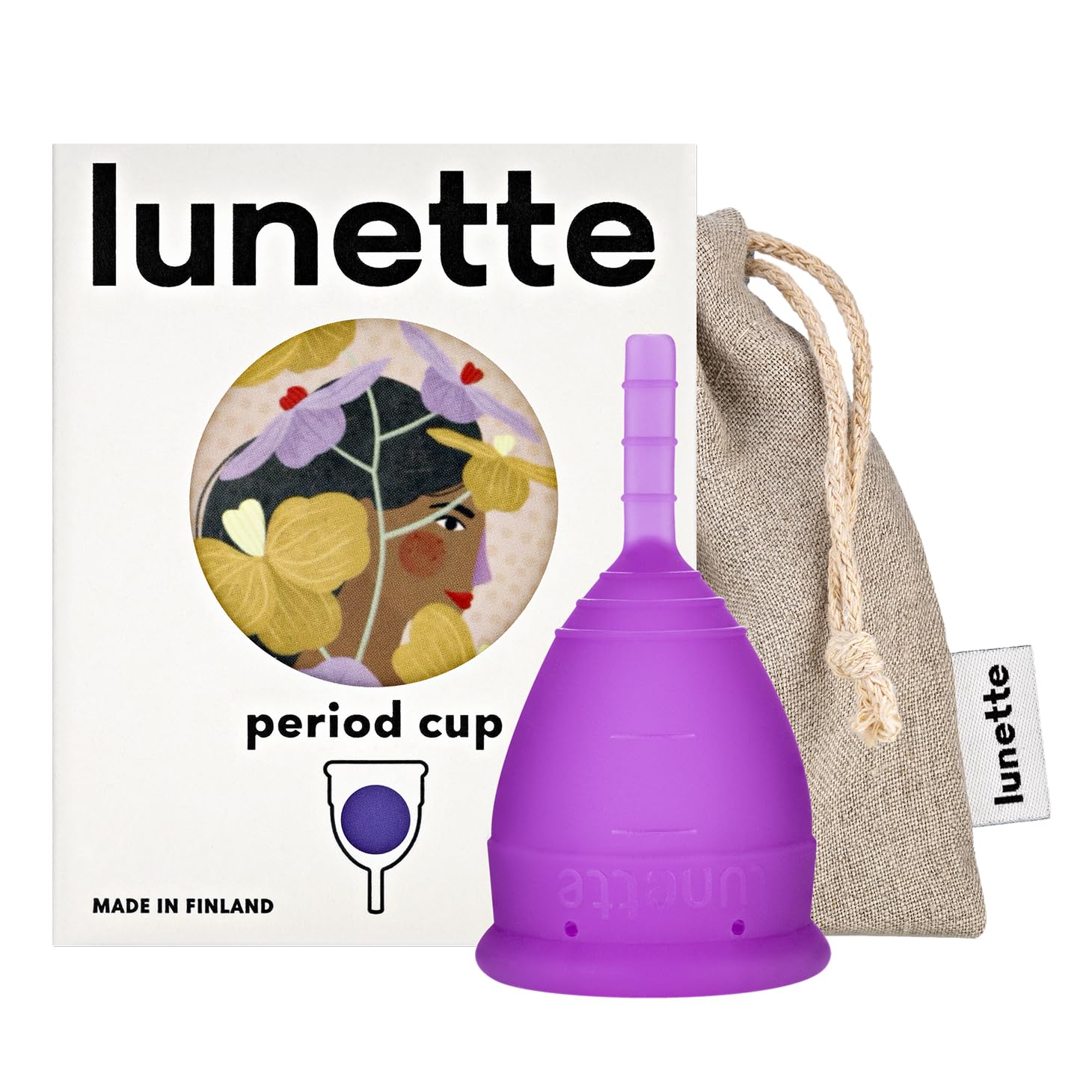 Lunette period cup violet size 1 in use while running for leak-free comfort.
