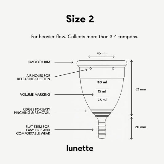 Lunette soft silicone material shown for comfortable, easy insertion.