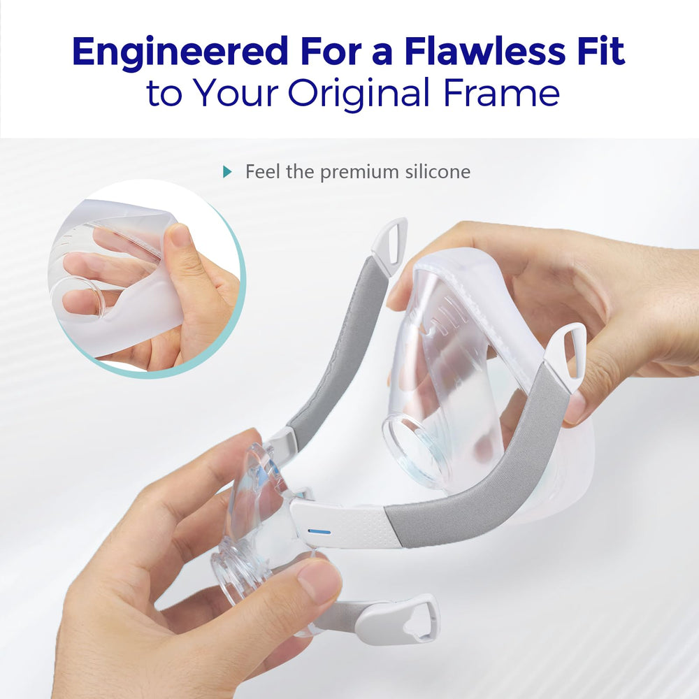 Lungmate F20 soft silicone cushion for gentle skin contact.
