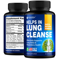Lungwell Quit Smoking Aid bottle pour demonstrates convenient dosing for daily lung support.
