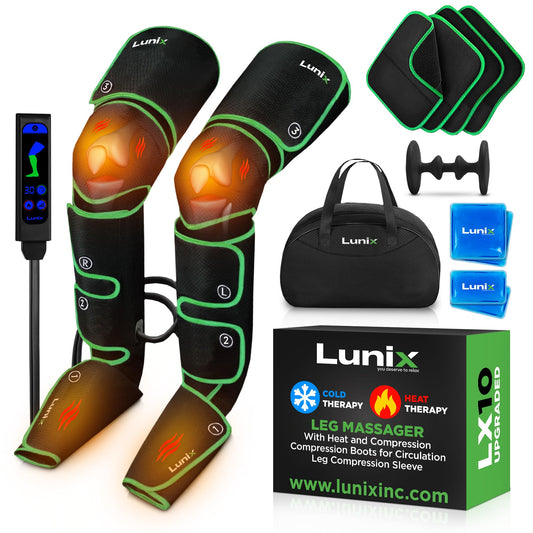 Lunix LX10 full-leg massager in action providing targeted compression for leg recovery