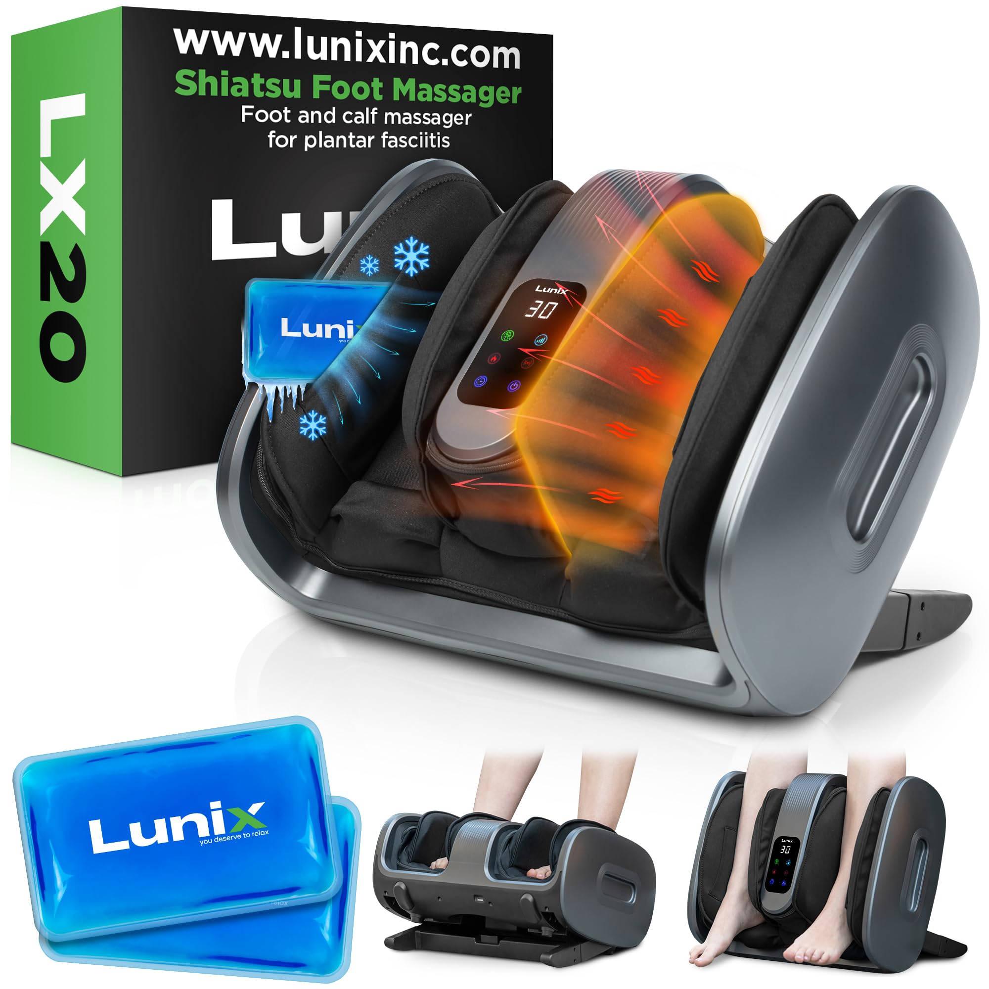 Lunix LX20 foot and calf massager front view for targeted relief.