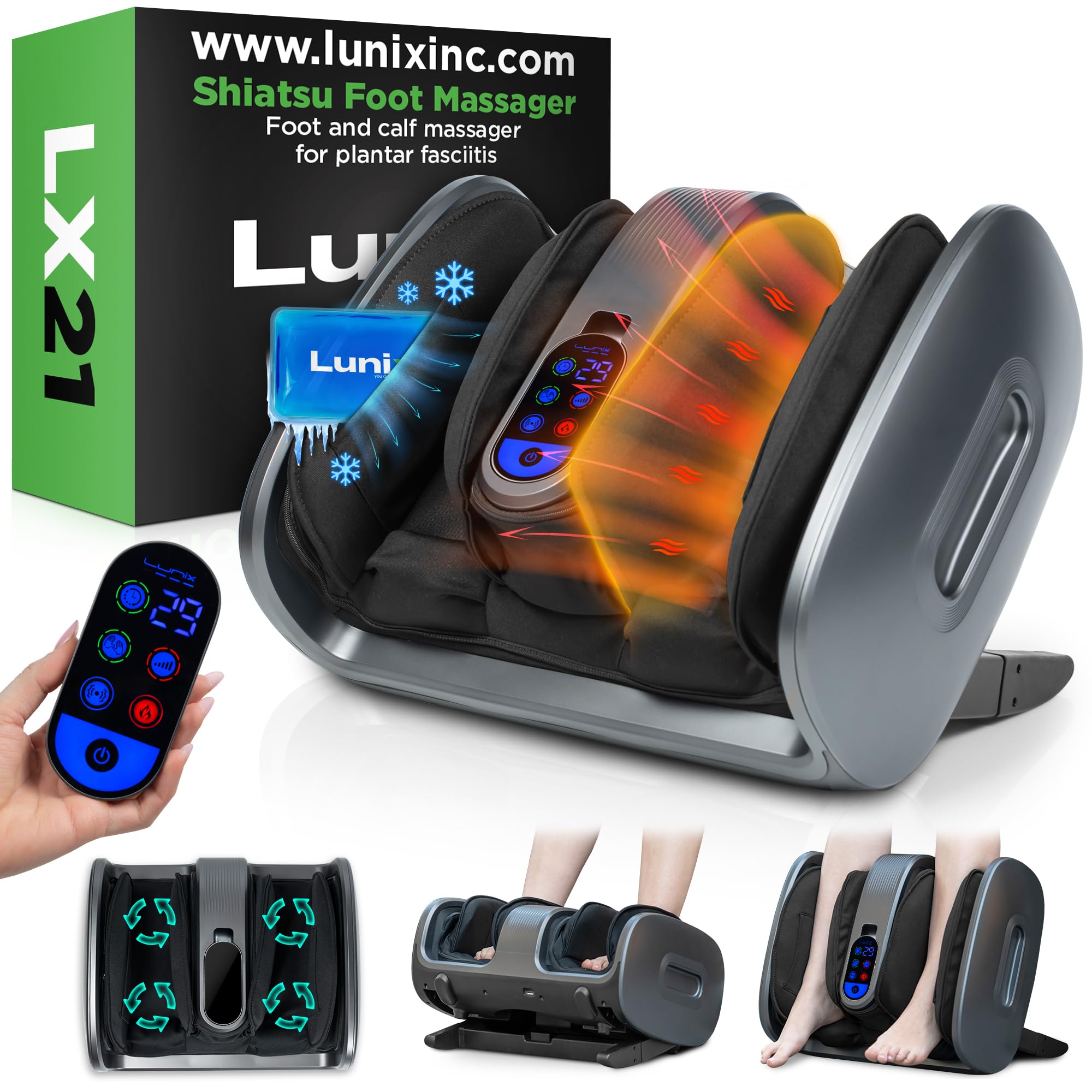 Lunix LX21 foot massage targets soles for tired feet relief.