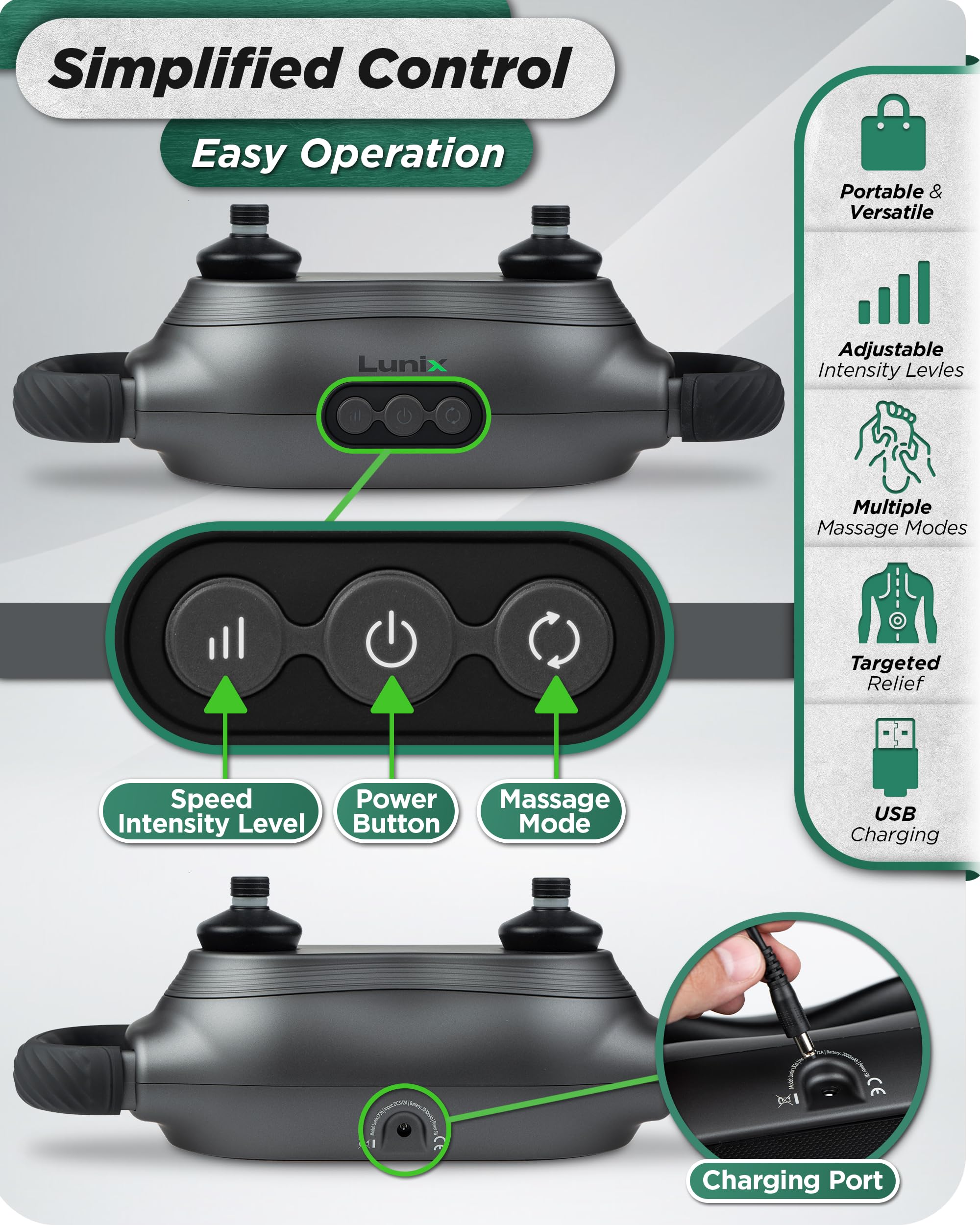 Lunix LX26 ergonomic grip close-up for comfortable handling.