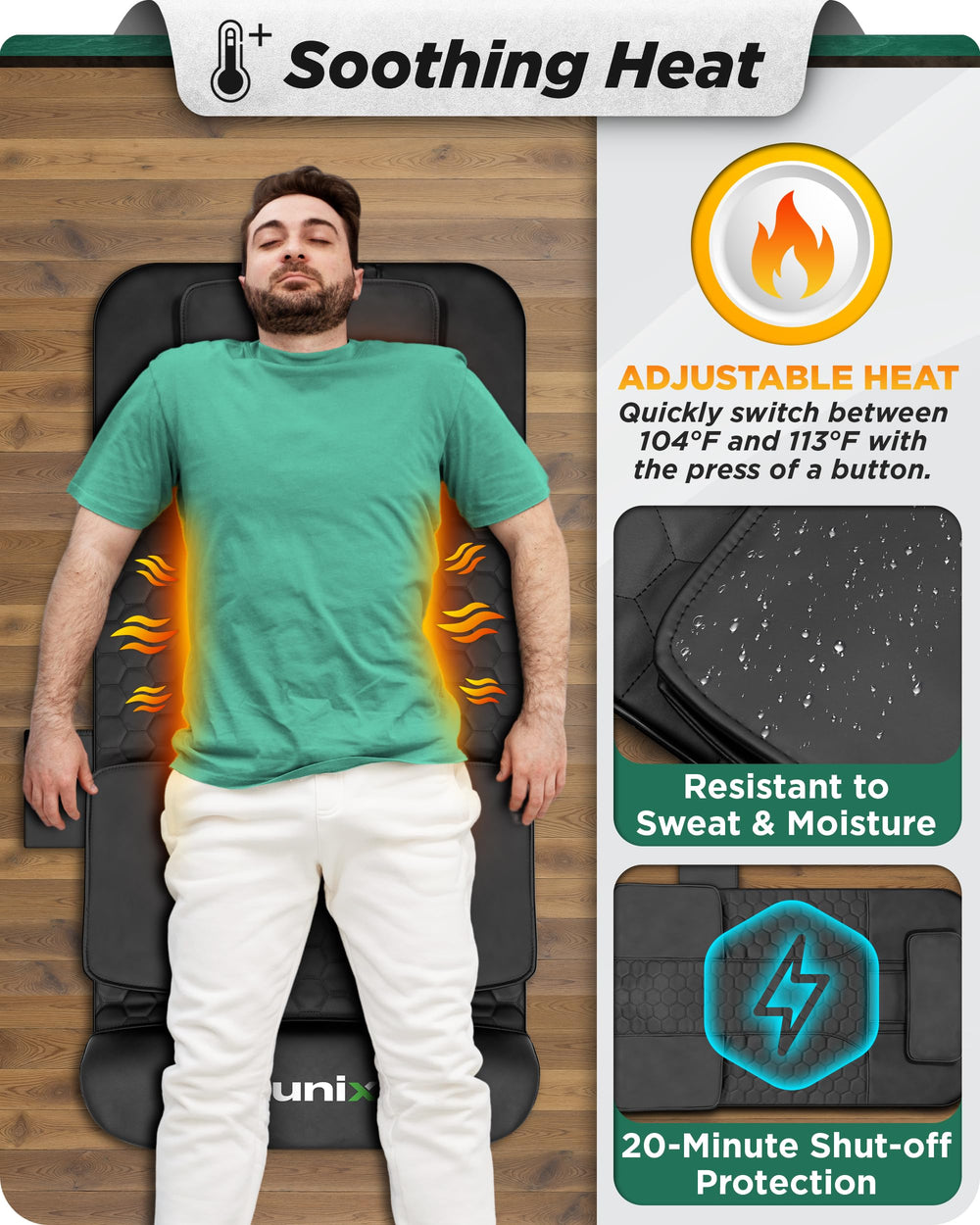 Lunix LX27 heat settings providing soothing warmth during a relaxing session.