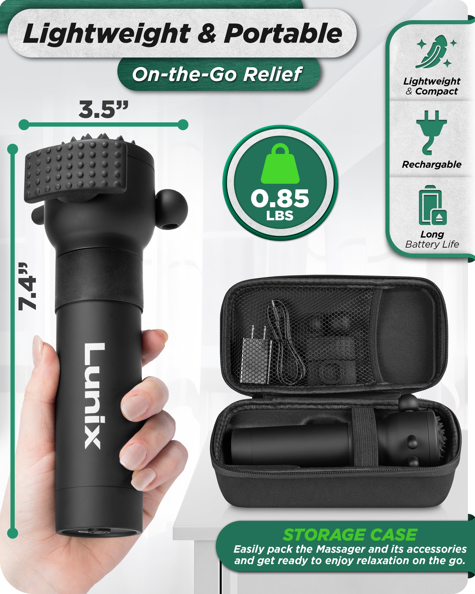 Lunix LX28 acupressure head targets specific points for comfort.
