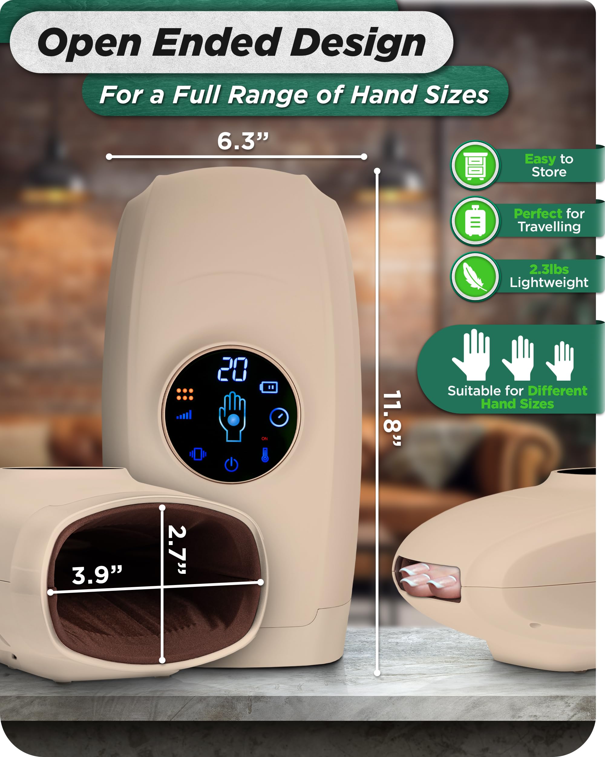 Lunix LX7 air compression in action provides targeted finger relief.