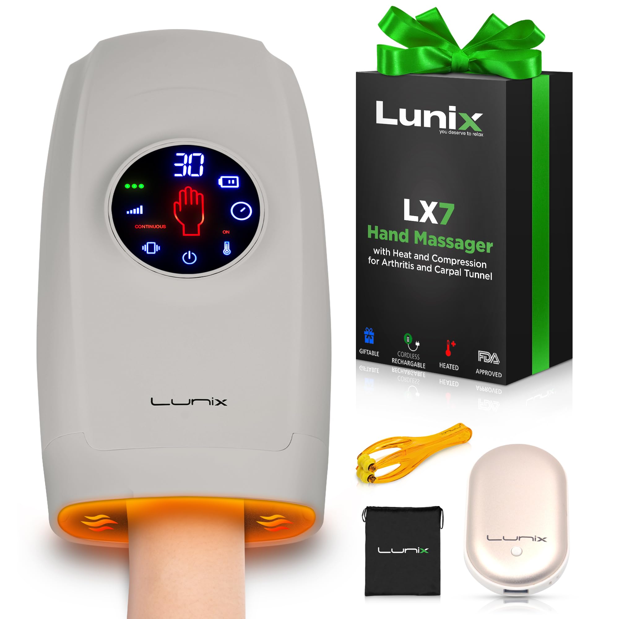 Lunix LX7 hand massager in box, ready-to-gift for relaxing moments