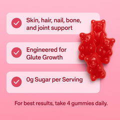 Lustrafit Booty Gummies label close-up, highlighting sugar-free, vegan formula.