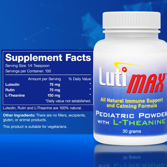 Luti Lutimax powder on a spoon ready to mix for a calm, focused day