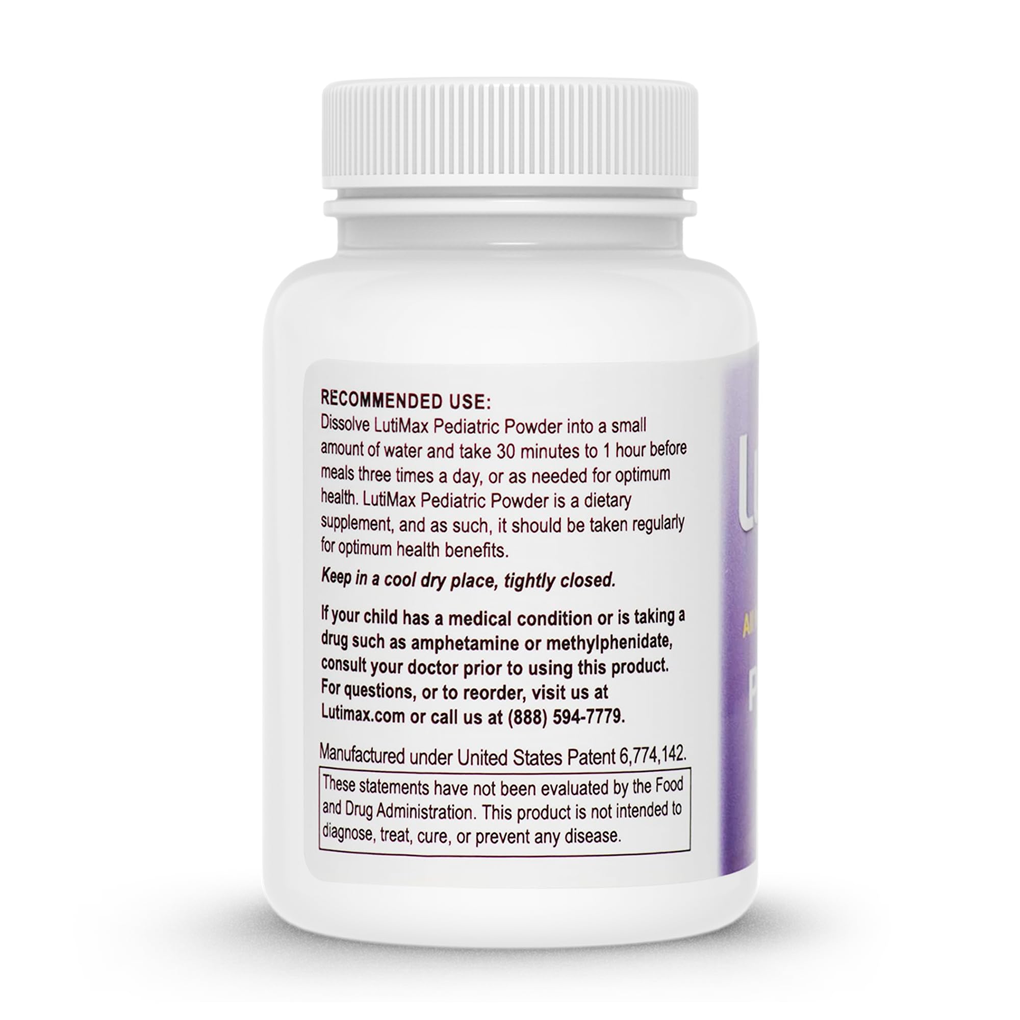 Shelf-stable bottle of LutiMax ready for daily use.