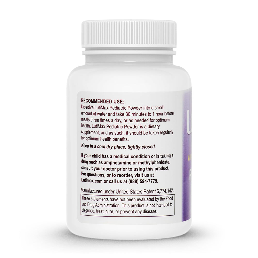 Shelf-stable bottle of LutiMax ready for daily use.