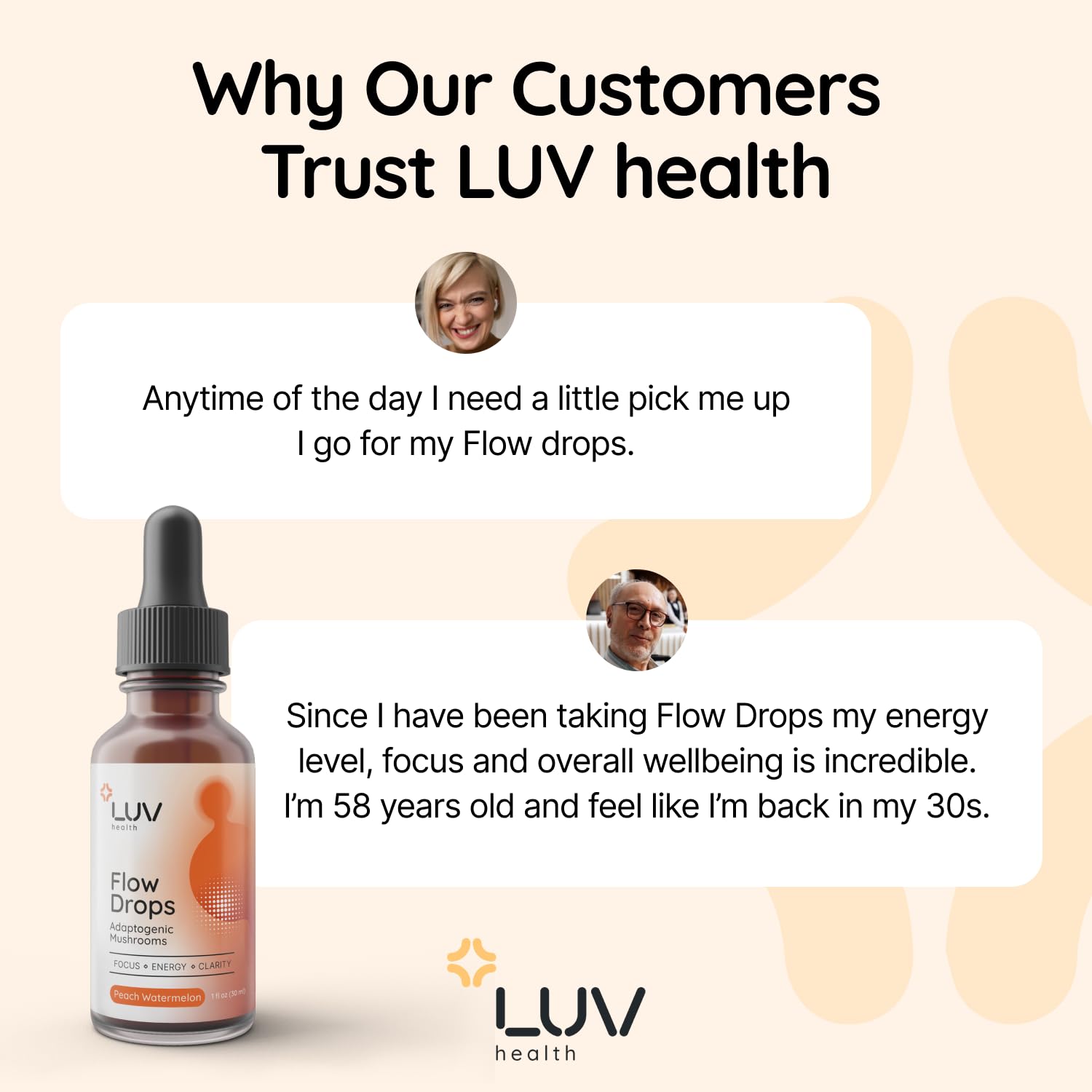 LUV health Flow Drops immune support with turkey tail and chaga.