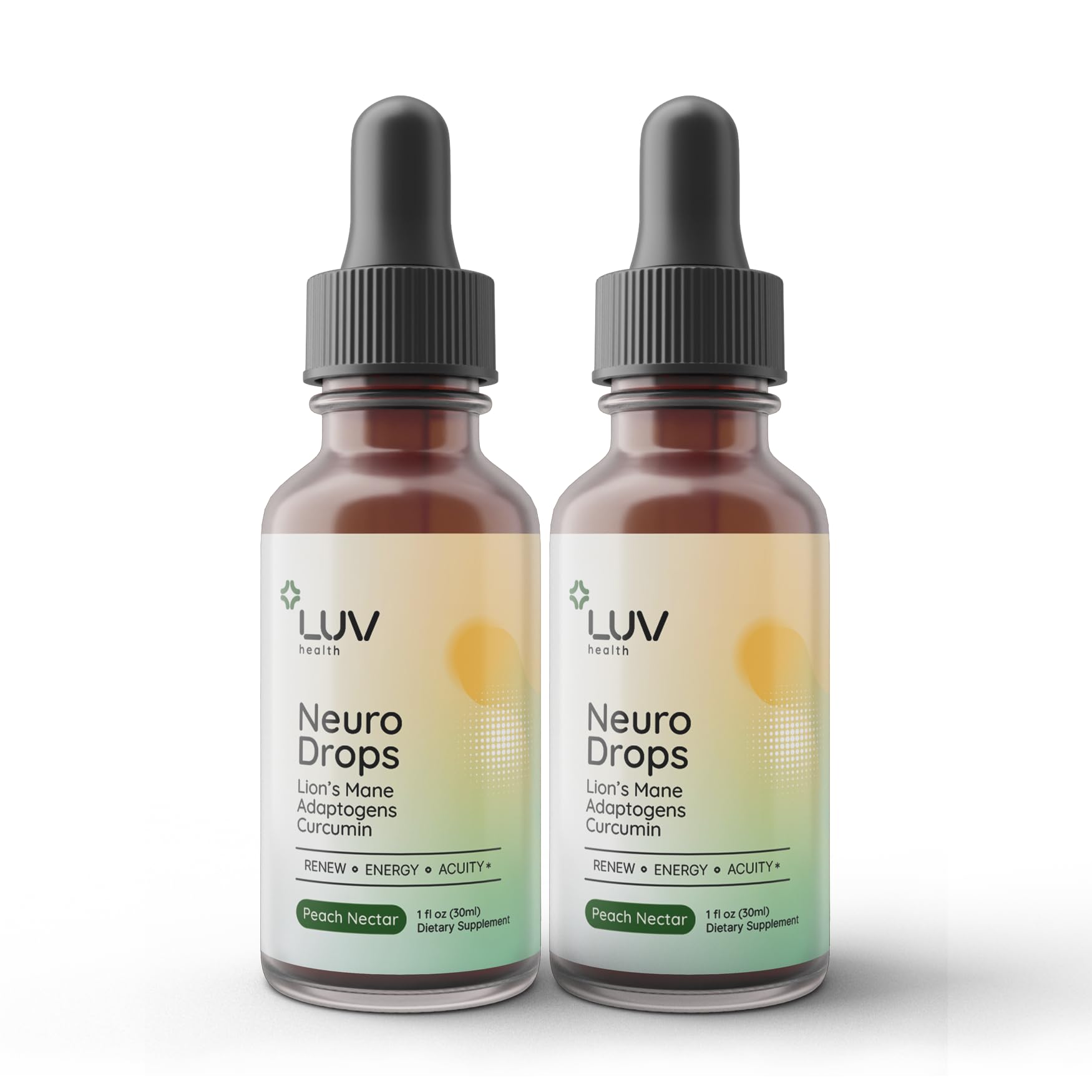 LUV health Neuro Drops bottle shown for convenient daily nerve and joint support.