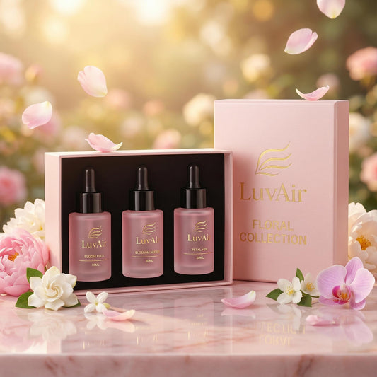 LuvAir Signature Collection: three 30ml bottles for premium at-home aromatherapy.