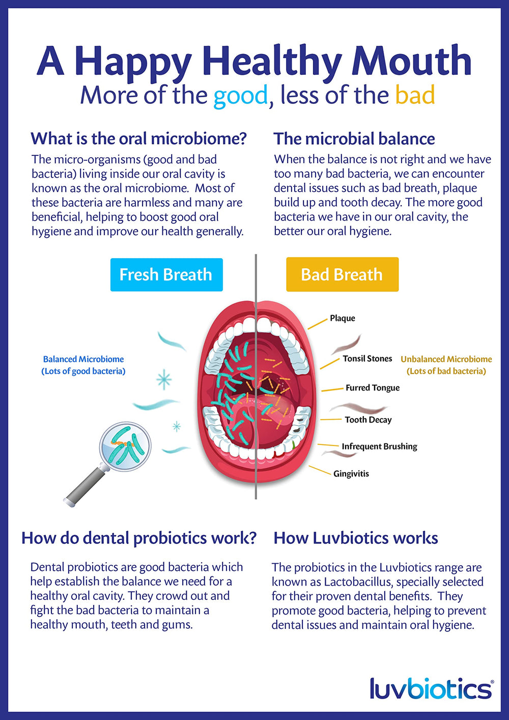 Luv Biotics mouthwash xylitol ingredients image suggests natural sweetness with cavity-conscious benefits.