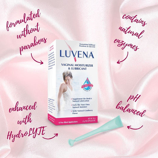 LUVENA Vaginal Moisturizer 2-pack front view for convenient at-home use.