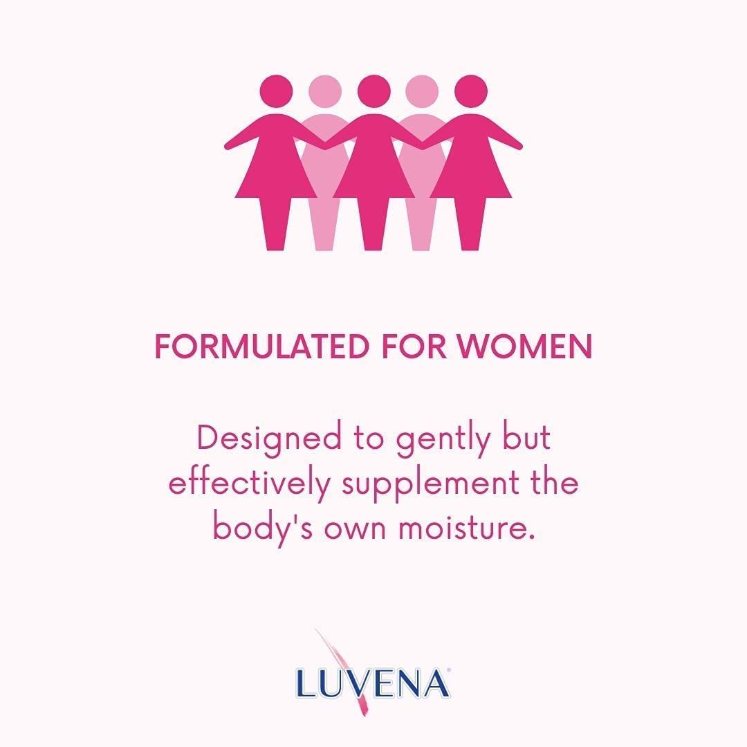 LUVENA Vaginal Moisturizer usage scene suggests discreet daily hydration.