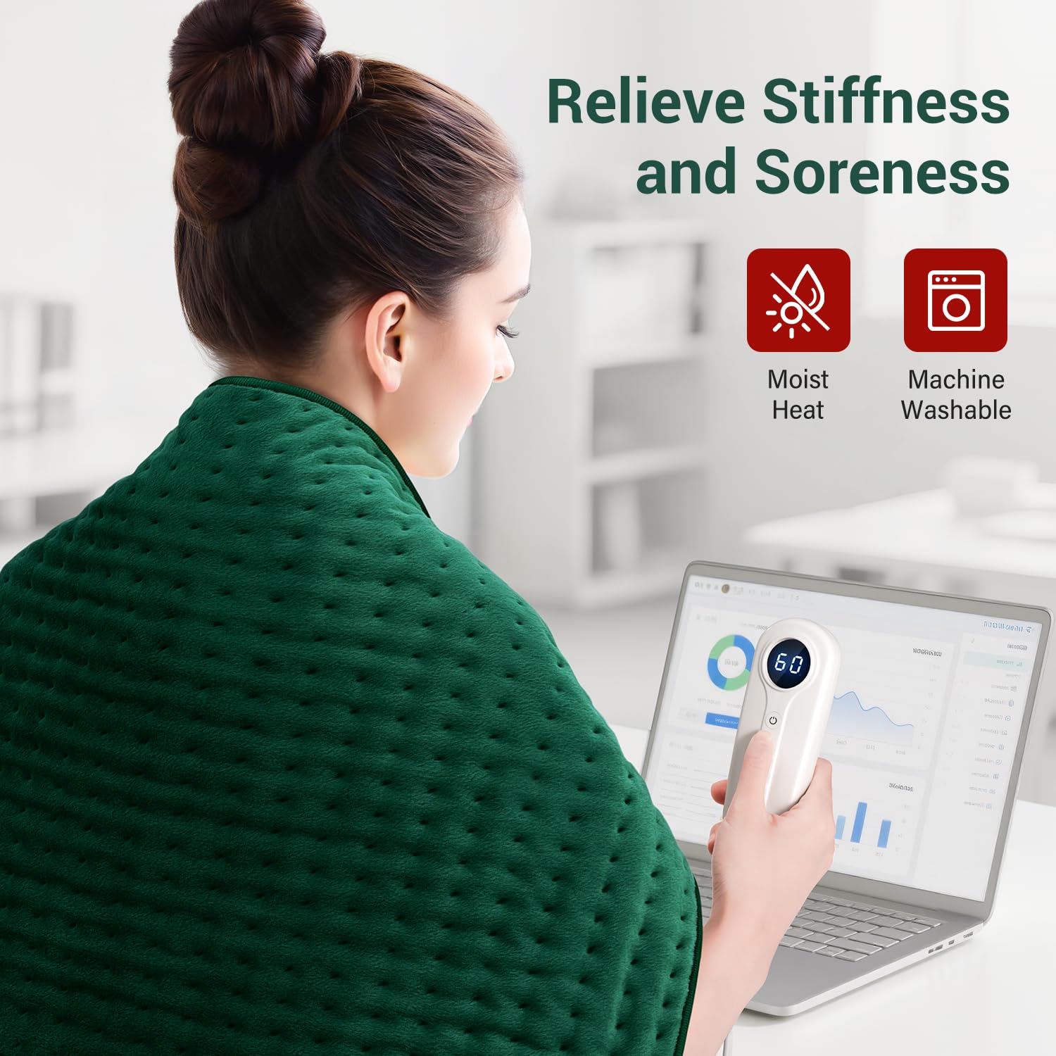 luwanda XXXL heating pad machine-washable cover for easy care.