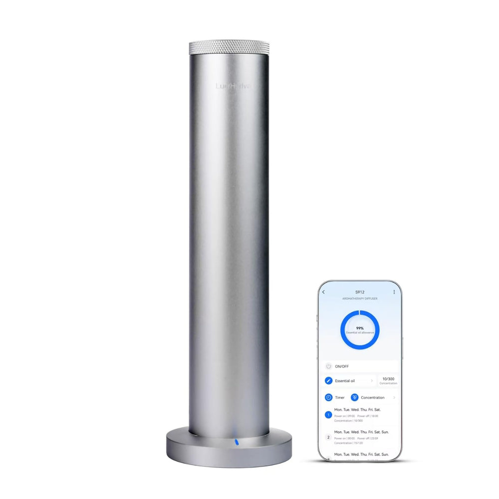 LuxHydvat wireless diffuser anti-tip sensor protects surfaces while aroma fills the room