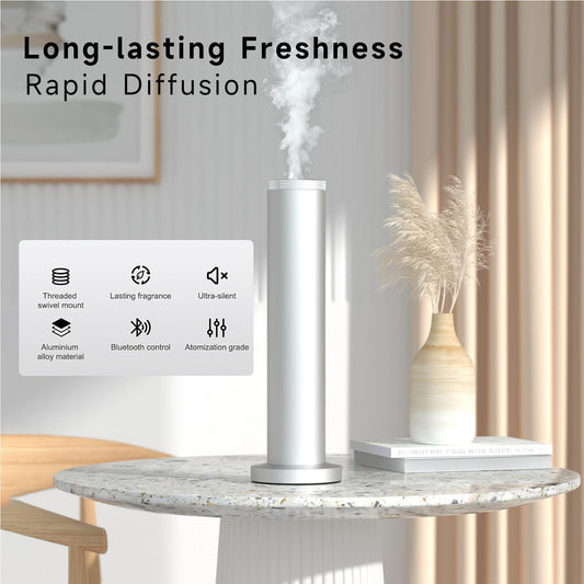 LuxHydvat diffuser with remote control for easy aroma management from bed or sofa