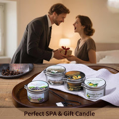 LuxMasa home spa setup with massage candle on a clean surface