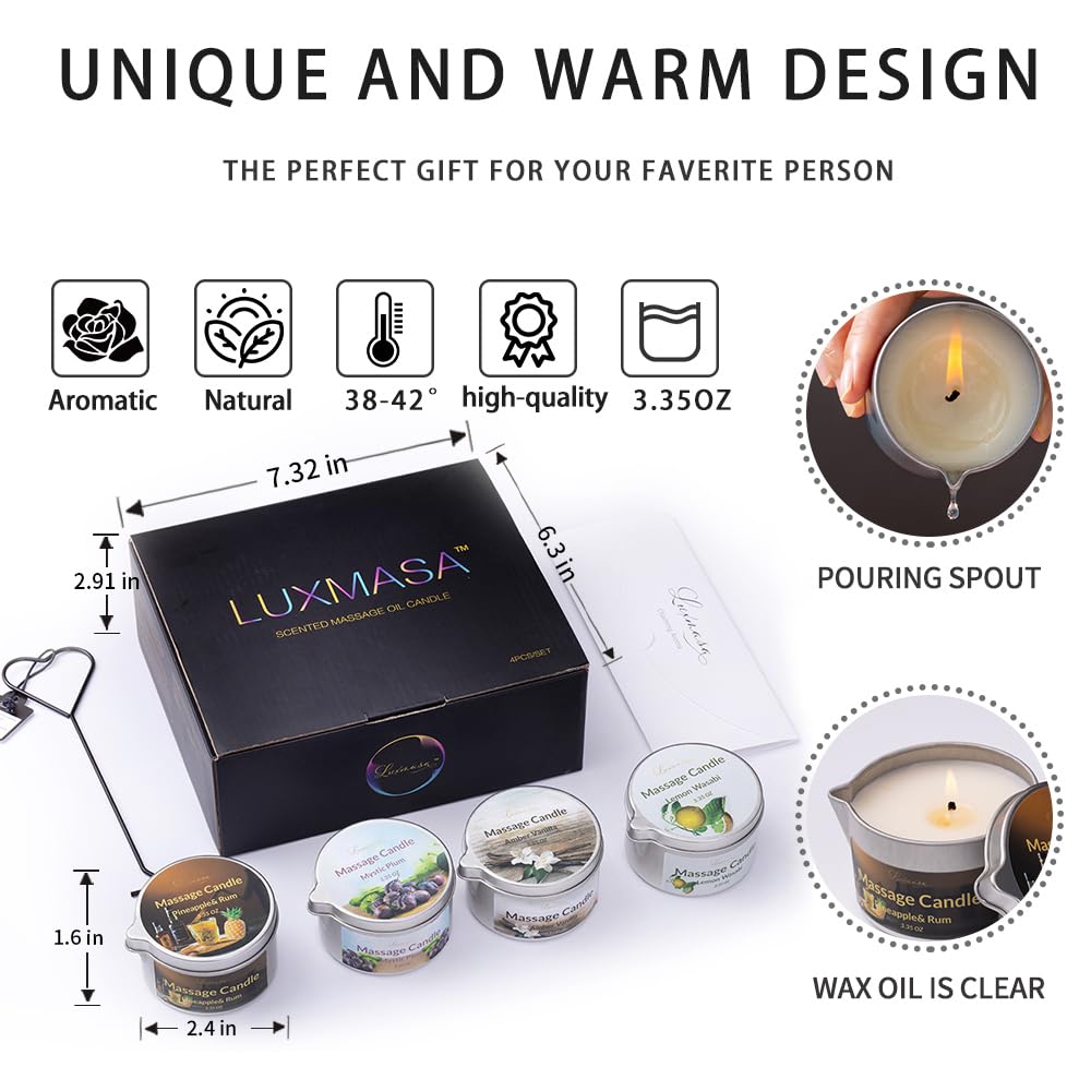 LuxMasa Lemon Wasabi massage candle tin for refreshing skin aroma