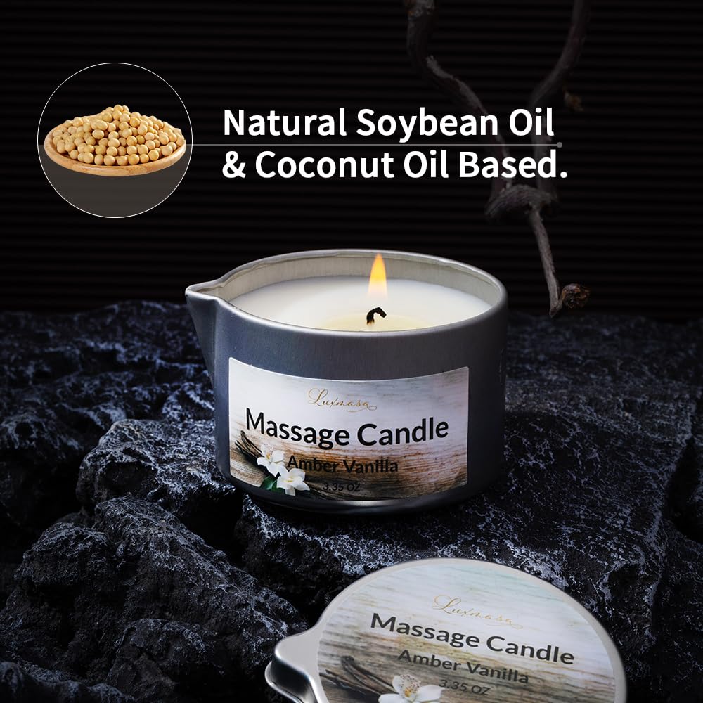 LuxMasa relaxing glide application showing smooth massage oil on skin