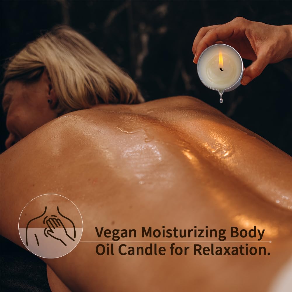 LuxMasa wax-to-oil pour demonstrates warming massage oil transition