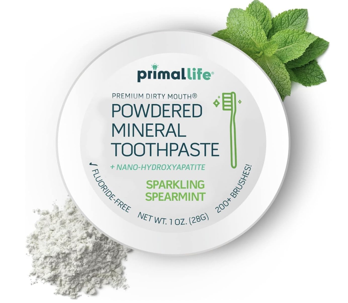 LuxProdX Primal Life gum serum ingredients close-up with tea tree and peppermint oils