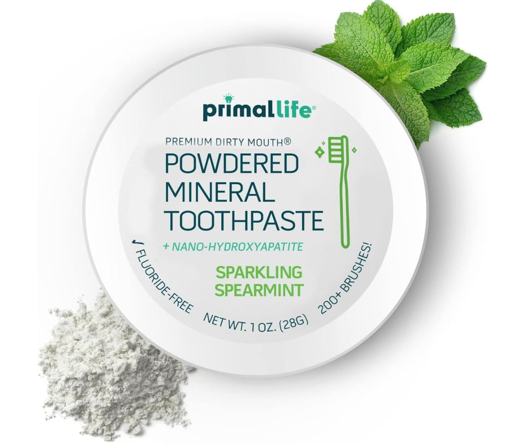 LuxProdX Primal Life gum serum ingredients close-up with tea tree and peppermint oils