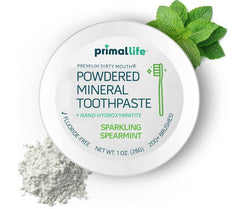 LuxProdX Primal Life gum serum ingredients close-up with tea tree and peppermint oils