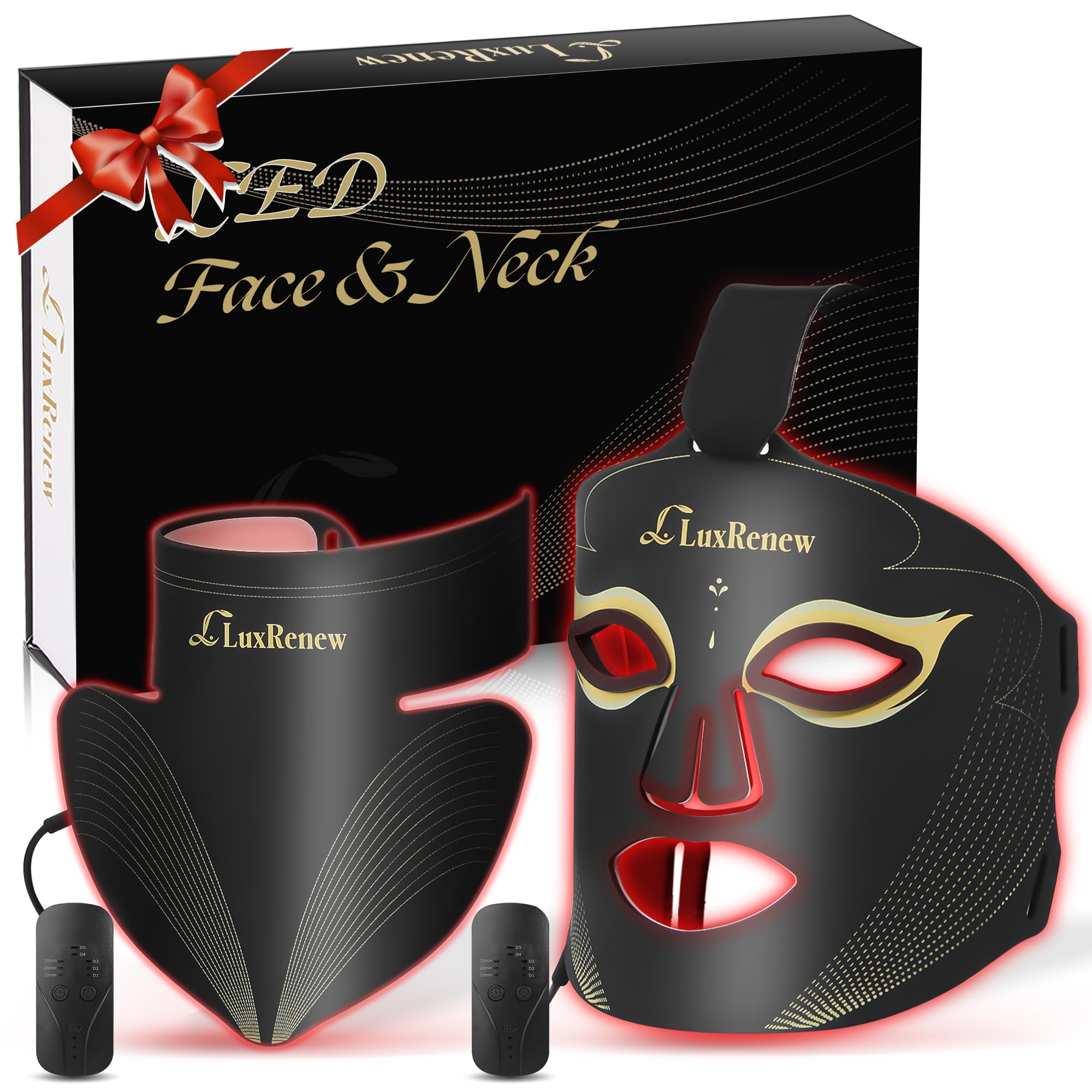 LuxRenew BS red-light face mask 630nm-850nm for at-home skin therapy.